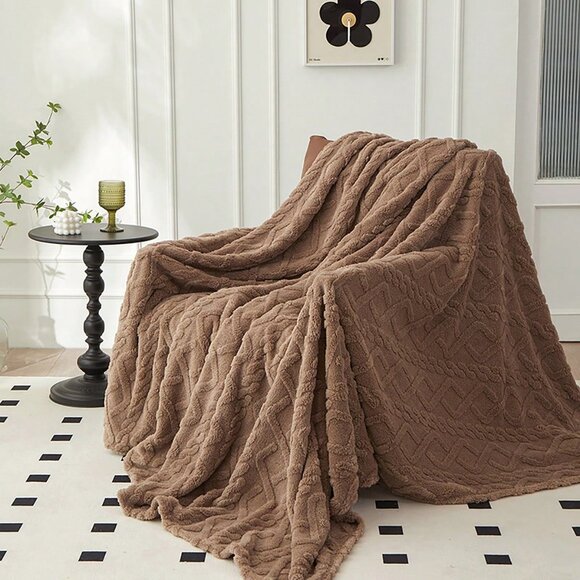 Coffee Brown Cozy Soft Lightweight  Fleece Throw Blanket - Picture 7 of 7